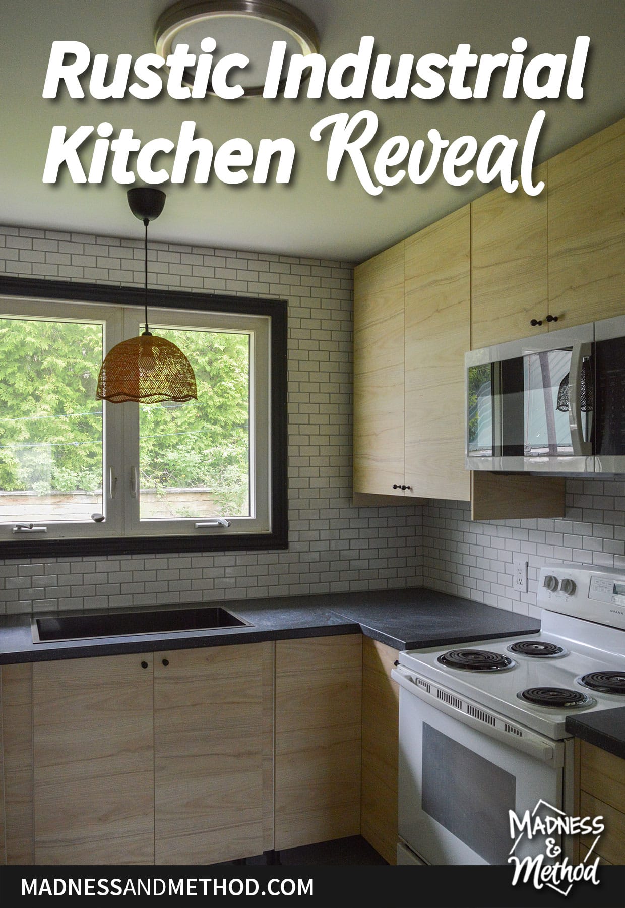 rustic industrial kitchen reveal window