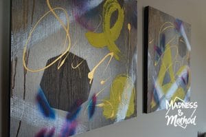 Abstract art on wood canvas