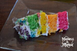 rainbow cake slice