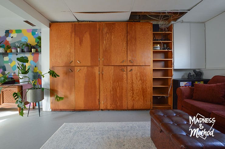 basement built in cabinets