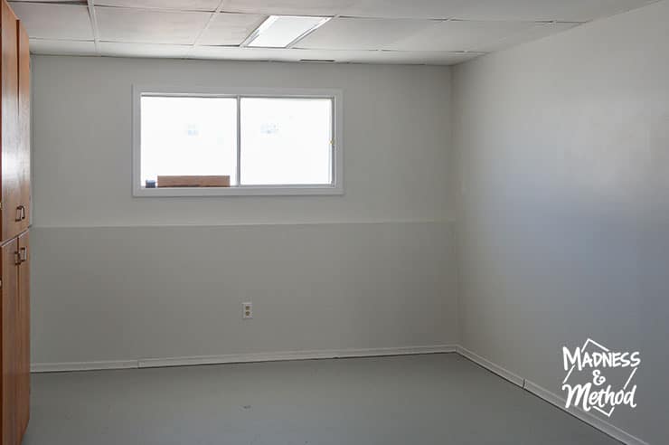 blank wall in basement