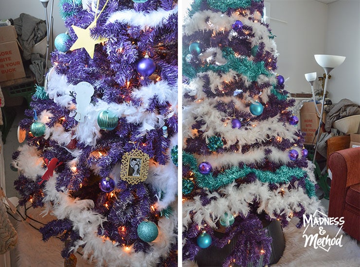 family ornaments on tree