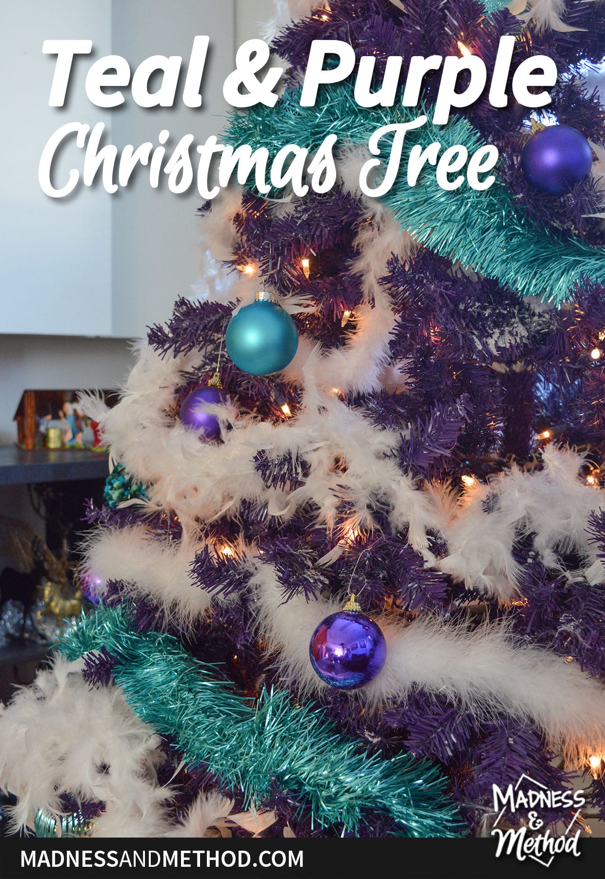 teal and purple christmas tree