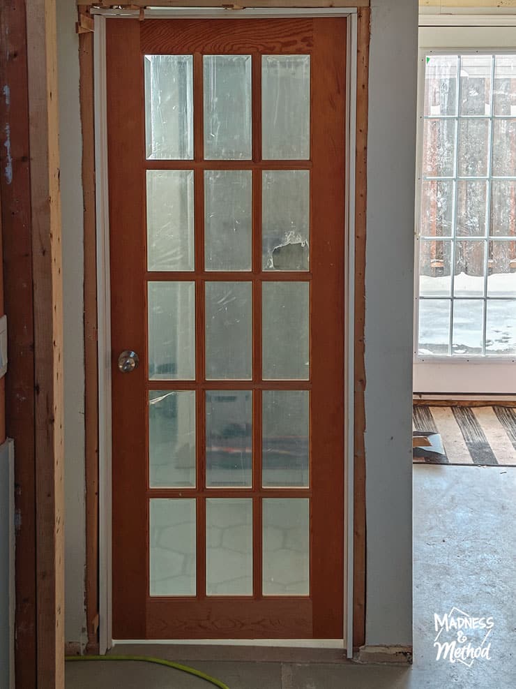 clear door with film