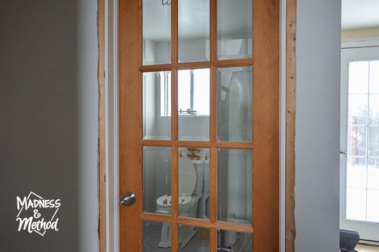 glass door in bathroom