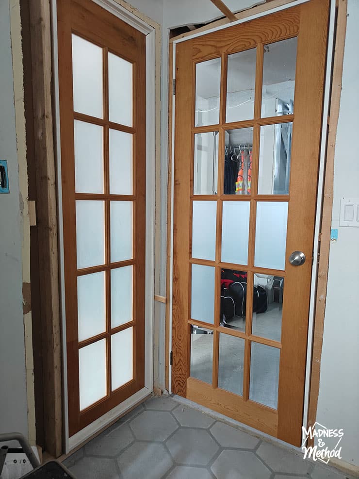 door before and after frosted window kit