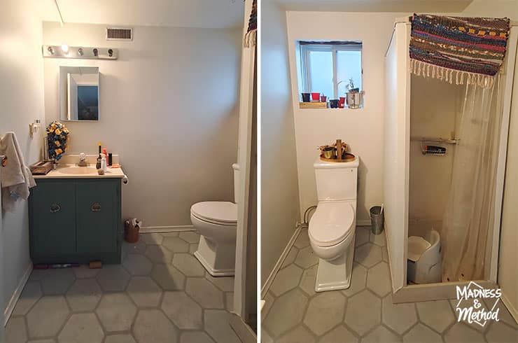 basement bathroom before