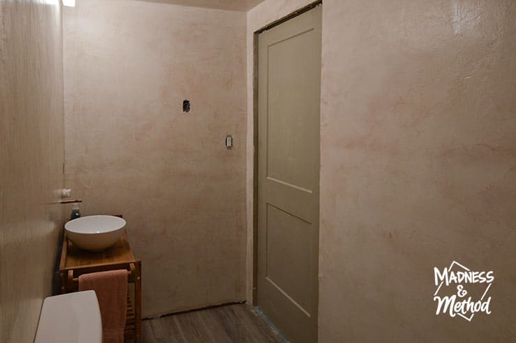 pink microcement bathroom walls