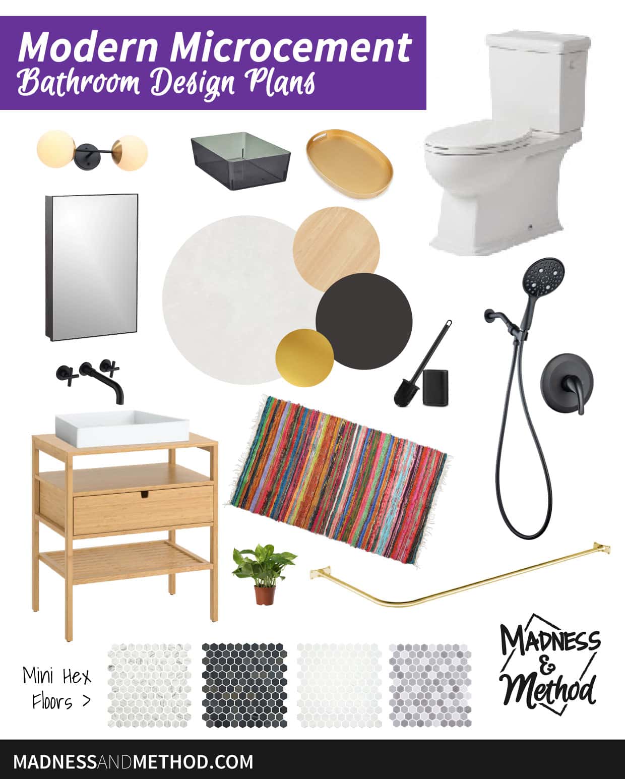modern microcement bathroom design plans graphic