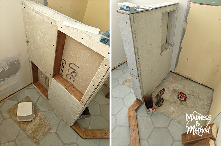 bathroom half wall cement board