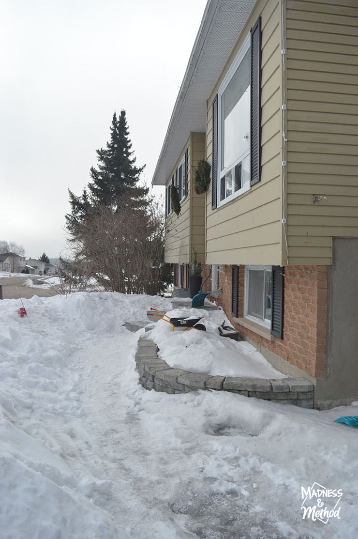 walkway to house covered in snow