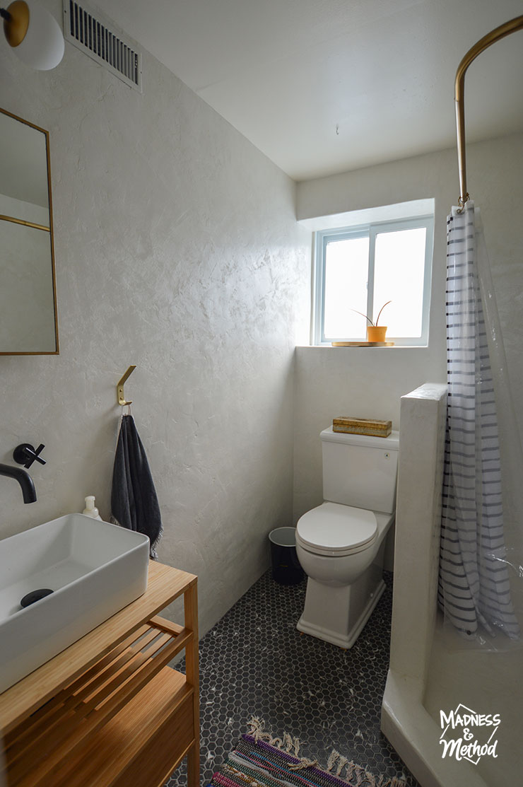 white microcement bathroom
