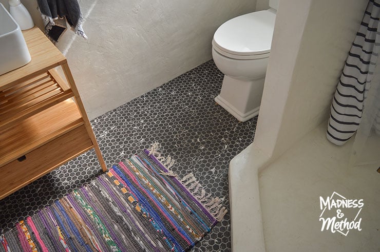 bathroom shower and tile floor
