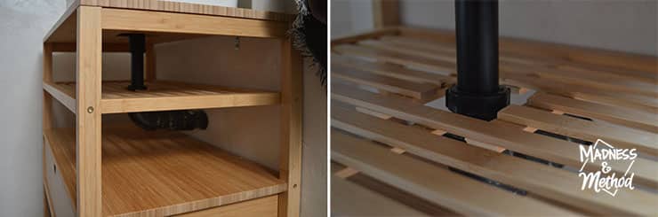 ikea nightstand into bathroom vanity shelf