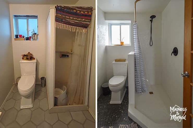 basement bathroom before after